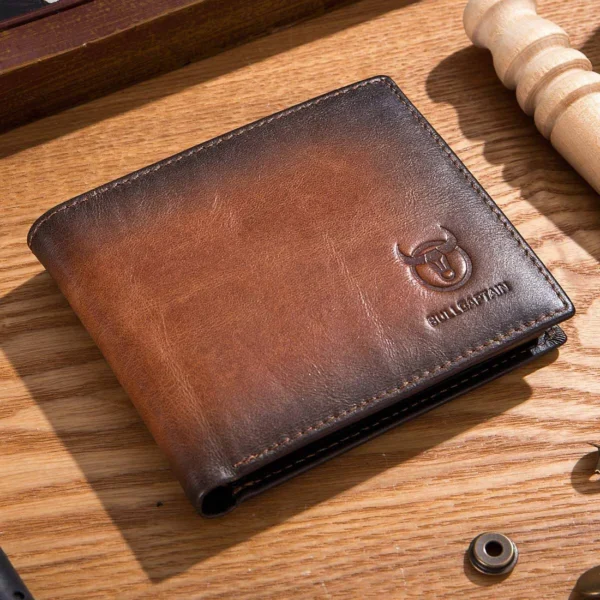 BULLCAPTAIN RFID Wallets for Men Slim Bifold Genuine Leather Wallet - Image 2